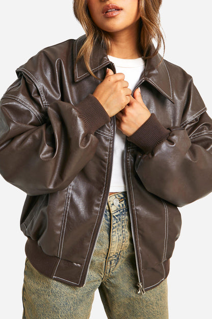 Emma™ | Leather bomber jacket