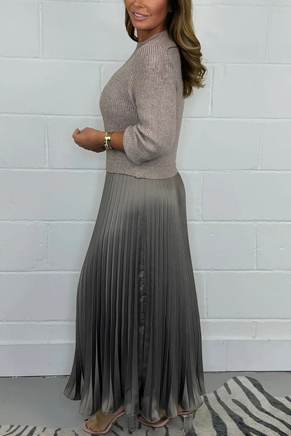 EMILIA™ - Long Sweater with Pleated Skirt